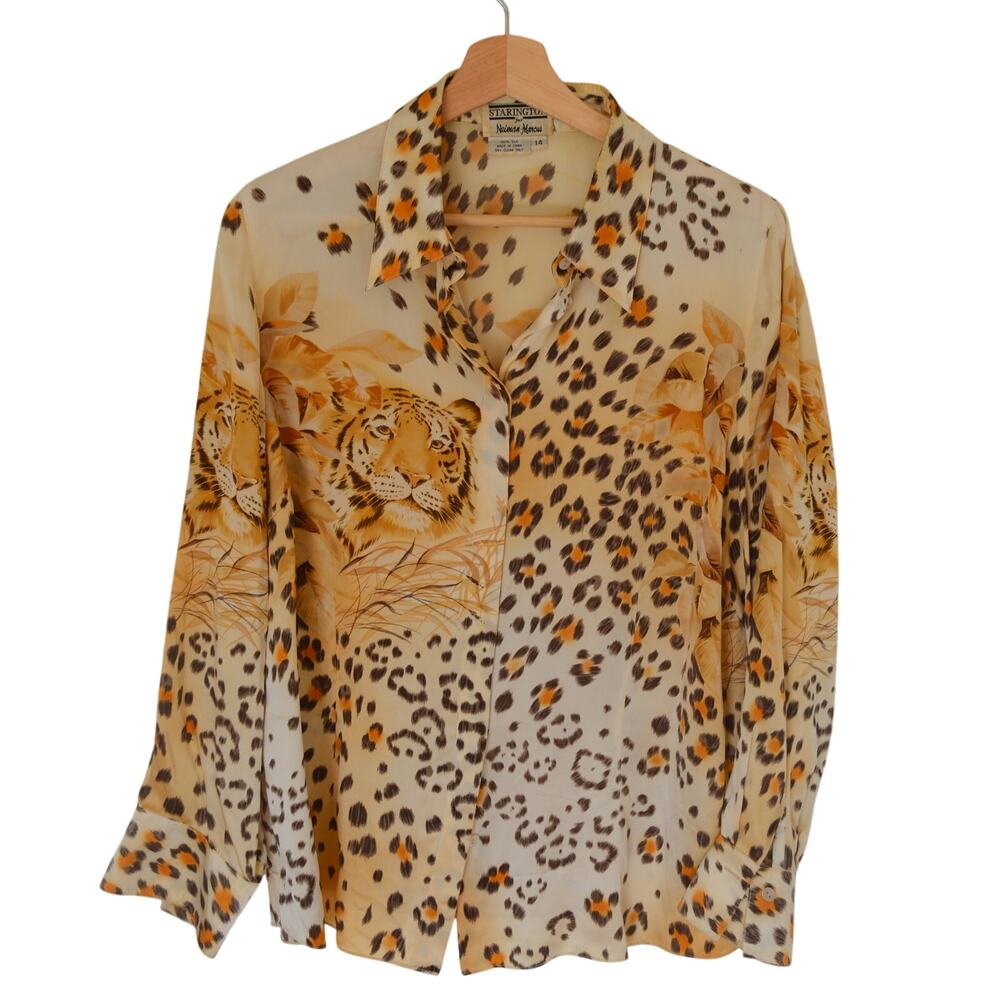 Vintage Silk Tiger Print Blouse